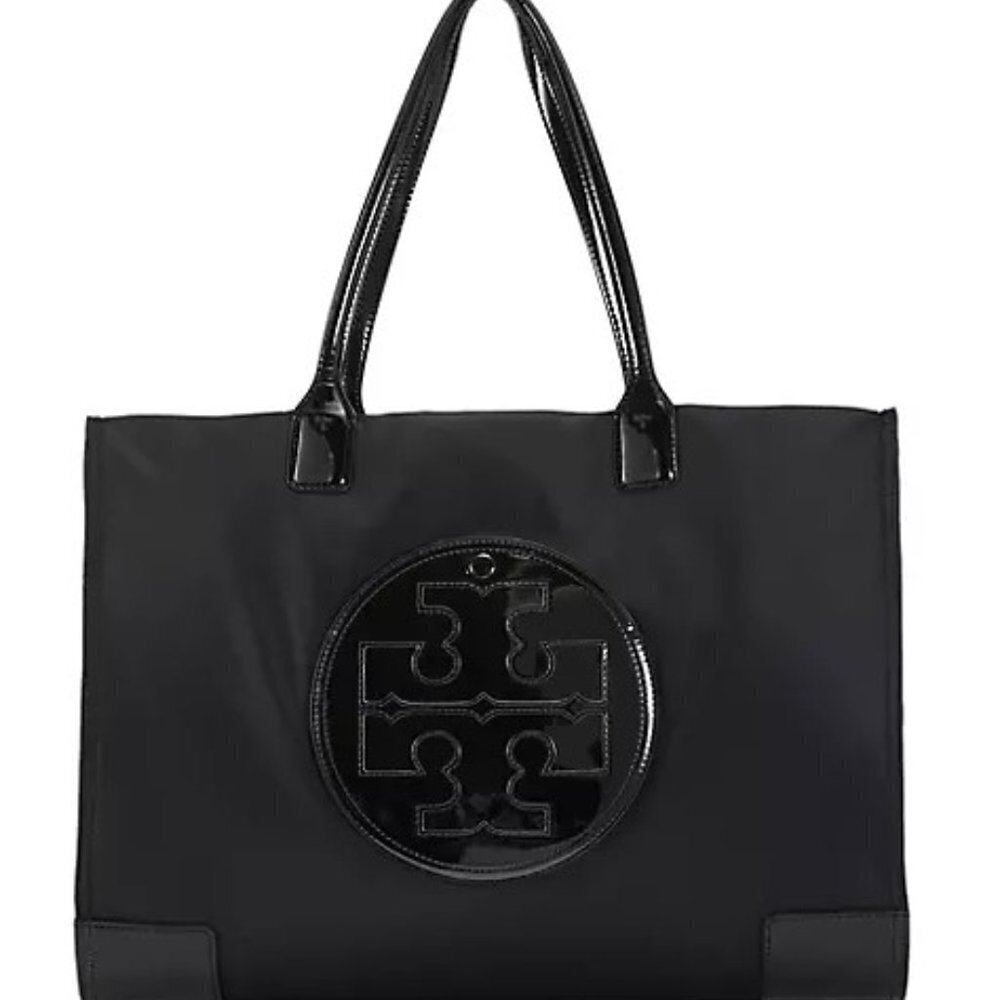Tory Burch Black Nylon Logo Tote